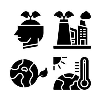 Ecology icons set. think green, eco factory, earth, global warming. Perfect for website mobile app, app icons, presentation, illustration and any other projects vector