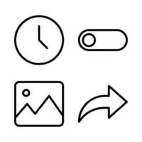 User Interface icons set. Time, toggle button, images, share. Perfect for website mobile app, app icons, presentation, illustration and any other projects vector