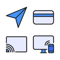 User Interface icons set. Paper plane, credit card, wifi connection, devices. Perfect for website mobile app, app icons, presentation, illustration and any other projects vector