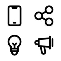 Business Management. Smartphone, share, lamp, megaphone. Perfect for website mobile app, app icons, presentation, illustration and any other projects Free Vector