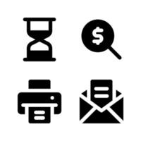 Business Management. Hourglass, search, printer, email. Perfect for website mobile app, app icons, presentation, illustration and any other projects Free Vector