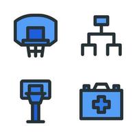 Basketball icons set. Ring, structure, hoops, medical box. Perfect for website mobile app, app icons, presentation, illustration and any other projects vector