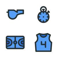 Basketball icons set. Whistle, stopwatch, basketball field, jersey. Perfect for website mobile app, app icons, presentation, illustration and any other projects vector