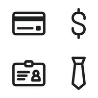 Business Management icons set. Credit card, dollar, id card, tie. Perfect for website mobile app, app icons, presentation, illustration and any other projects vector