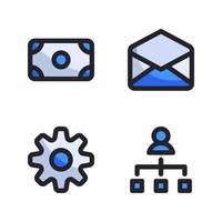 Business Management icons set. Money, open email, gear, hierarchy. Perfect for website mobile app, app icons, presentation, illustration and any other projects vector