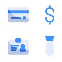 Business Management icons set. Credit card, dollar, id card, tie. Perfect for website mobile app, app icons, presentation, illustration and any other projects vector