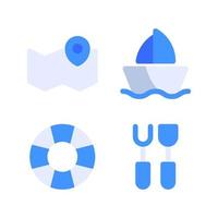 Adventure icons set. Map pin, boat, lifebuoy, bbq equipment. Perfect for website mobile app, app icons, presentation, illustration and any other projects vector