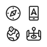 Maps Navigation icons set. Compass, smartphone, pin world, map. Perfect for website mobile app, app icons, presentation, illustration and any other projects vector