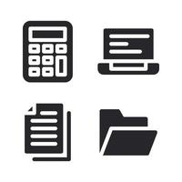 Education icons set. Calculator, laptop, file, folder. Perfect for website mobile app, app icons, presentation, illustration and any other projects vector