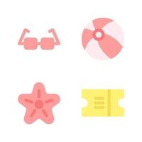 Summer Holiday icons set. sunglasses, beach ball, starfish, ticket. Perfect for website mobile app, app icons, presentation, illustration and any other projects vector