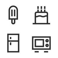 Food Drink icons set. ice cream, cake, refrigerator, oven. Perfect for website mobile app, app icons, presentation, illustration and any other projects vector