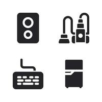 Electronics Device icons set. speaker, vacuum cleaner, keyboard, refrigerator. Perfect for website mobile app, app icons, presentation, illustration and any other projects vector