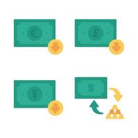 Currency Icons Set. euro, pound, yen decrease, money exchange. Perfect for website mobile app, app icons, presentation, illustration and any other projects vector