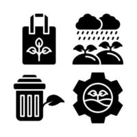 Ecology icons set. recycle bag, rain plant, trash bin, plant management. Perfect for website mobile app, app icons, presentation, illustration and any other projects vector