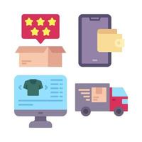 Ecommerce icons set. Rating, smartphone, monitor, truck delivery. Perfect for website mobile app, app icons, presentation, illustration and any other projects vector