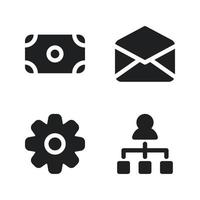 Business Management icons set. Money, open email, gear, hierarchy. Perfect for website mobile app, app icons, presentation, illustration and any other projects vector