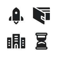 Business Management icons set. Rocket, wallet, building, hourglass. Perfect for website mobile app, app icons, presentation, illustration and any other projects vector