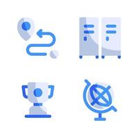 Back To School icons set. Navigation, locker room, trophy, globe. Perfect for website mobile app, app icons, presentation, illustration and any other projects vector