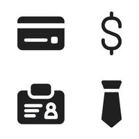 Business Management icons set. Credit card, dollar, id card, tie. Perfect for website mobile app, app icons, presentation, illustration and any other projects vector