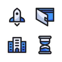 Business Management icons set. Rocket, wallet, building, hourglass. Perfect for website mobile app, app icons, presentation, illustration and any other projects vector