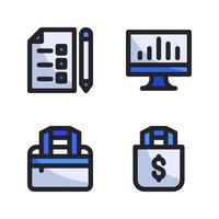 Business Management icons set. Contract, monitor, briefcase, shopping bag. Perfect for website mobile app, app icons, presentation, illustration and any other projects vector