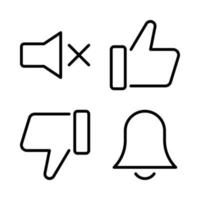 User Interface icons set. Mic mute, like, dislike, bell. Perfect for website mobile app, app icons, presentation, illustration and any other projects vector