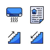 Real Estate icons set. Air conditioner, mortgage, upstairs. Perfect for website mobile app, app icons, presentation, illustration and any other projects vector