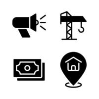 Real Estate icons set. Advertising, crane, payment, pin house. Perfect for website mobile app, app icons, presentation, illustration and any other projects vector