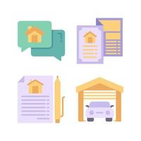 Real Estate icons set. Speech Bubble, brochure, contract, garage. Perfect for website mobile app, app icons, presentation, illustration and any other projects vector