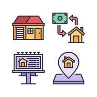 Real Estate icons set. Home, Purchase, Billboard, Pin Home. Perfect for website mobile app, app icons, presentation, illustration and any other projects vector