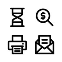 Business Management. Hourglass, search, printer, email. Perfect for website mobile app, app icons, presentation, illustration and any other projects Free Vector
