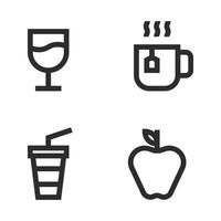 comida bebida íconos colocar. cóctel, té, soda, manzana fruta. Perfecto para sitio web móvil aplicación, aplicación iconos, presentación, ilustración y ninguna otro proyectos vector