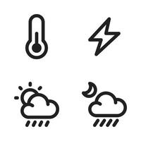 Weather icons set. thermometer, thunder, sun rainy, night rain. Perfect for website mobile app, app icons, presentation, illustration and any other projects vector