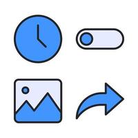 User Interface icons set. Time, toggle button, images, share. Perfect for website mobile app, app icons, presentation, illustration and any other projects vector