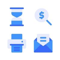 Business Management. Hourglass, search, printer, email. Perfect for website mobile app, app icons, presentation, illustration and any other projects Free Vector