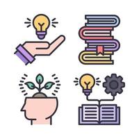 Education icons set. Innovation, books, philosophy, skills development . Perfect for website mobile app, app icons, presentation, illustration and any other projects vector