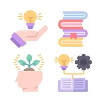 Education icons set. Innovation, books, philosophy, skills development . Perfect for website mobile app, app icons, presentation, illustration and any other projects vector