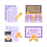 Education icons set. Exam, classroom, diploma, certificate. Perfect for website mobile app, app icons, presentation, illustration and any other projects vector