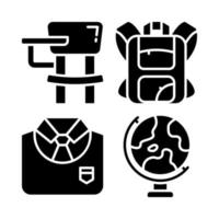 Education icons set. School desk, backpack, uniform, globe. Perfect for website mobile app, app icons, presentation, illustration and any other projects vector