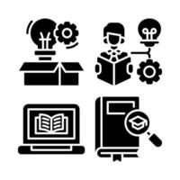 Education icons set. Innovation, critical thinking, ebook, search knowledge. Perfect for website mobile app, app icons, presentation, illustration and any other projects vector