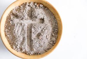 Ashes are prepared for Christian festival of apostles. dust symbol of religion, sacrifice, redemption, Jesus Christ, ash wednesday, lent, Good Friday, Easter with Church is devoted to fasting photo