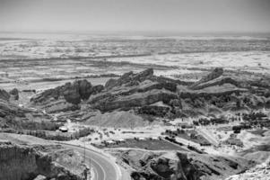 Al Ain Jabal Hafeet Mountain Landscape Views of Al Ain with Blue Sky Background photo