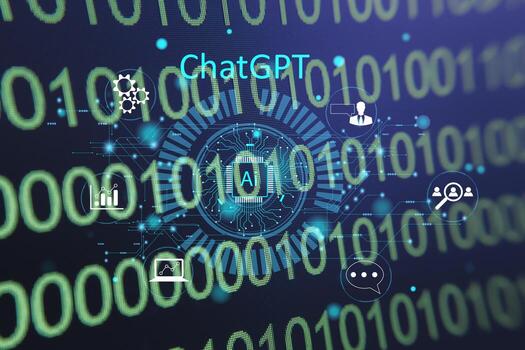 ChatGPT Chat with AI or Artificial Intelligence. Futuristic technology. robot in online system. photo