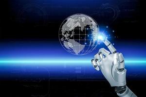 3D rendering. Artificial intelligence,AI research of robot and cyborg development for future,digital smart world metaverse concept. photo