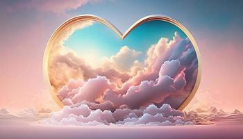 A Beautiful love object in the sky with colorful clouds photo