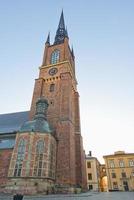 Stockholm view on blue sky background photo