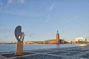 Stockholm view on blue sky background photo
