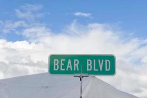 Bear Blvd green sign photo