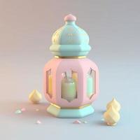 tiny cute isometric ramdan lantern emoji, soft pastel colors, 3d icon. photo