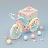 linda isométrica bicicleta emojis, suave pastel colores, 3d icono. foto